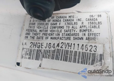 1997 Honda Civic Dx из США, поврежденный, VIN 2HGEJ6442VH114623